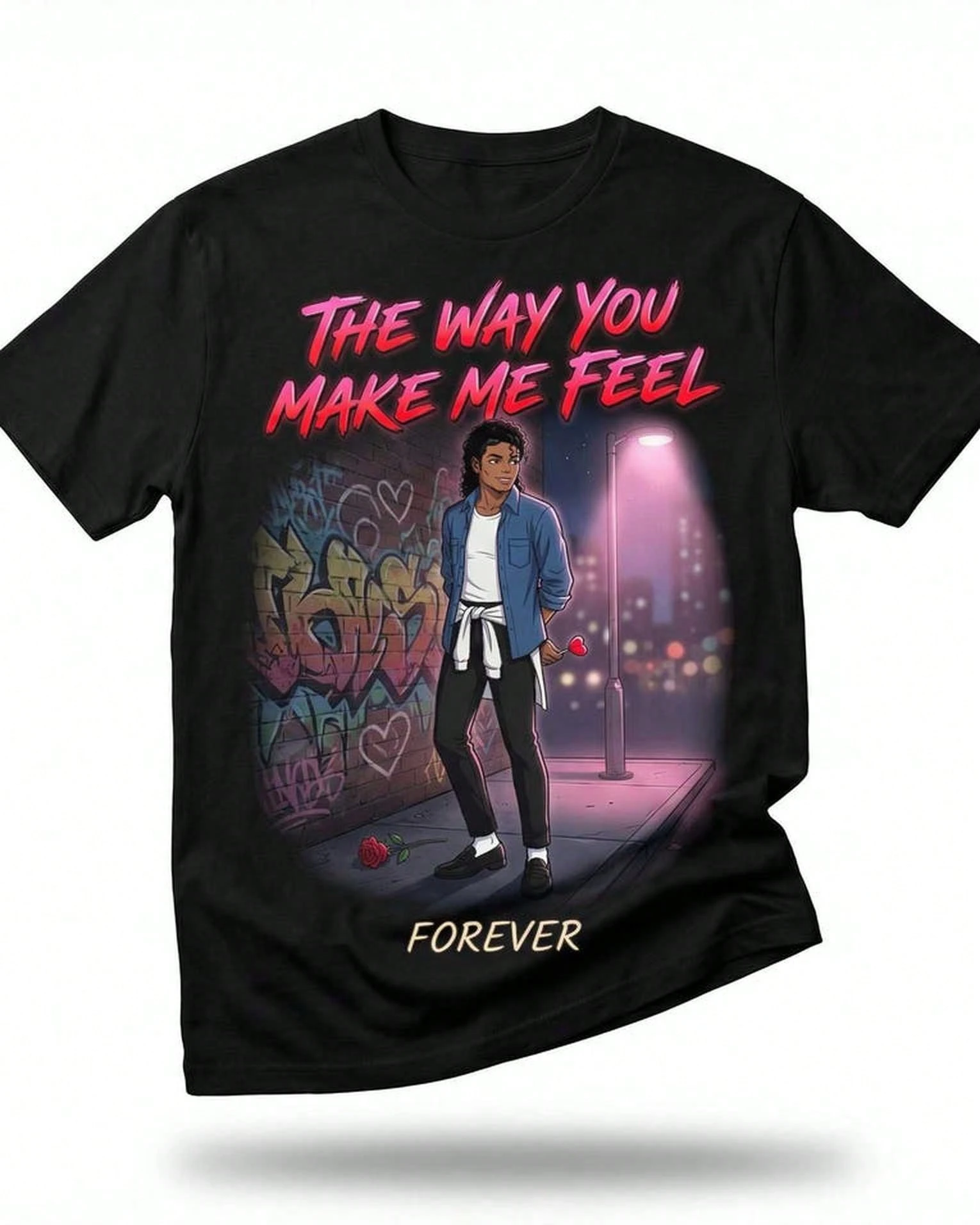 1pc Michael Jackson The Way You Make Me Feel Cotton T shirt Unisex Men Women Kids Streetwear Casual Vacation Short Sleeve Tops