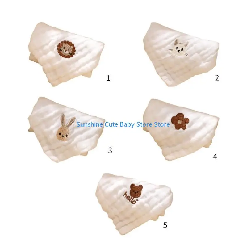 

C5AF Baby Towel Soft Burp Cloth Breathable Toddler Wash Cloth Square Face Towel Drooling Bib Kindergarten Gauze-Facecloth