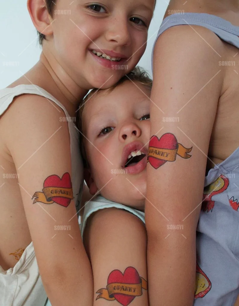 Waterproof Removable Temporary Tattoo Sticker Red Heart Love Mother's Day BEST MOM Kids Fake Tattoos Child Baby Photography Prop