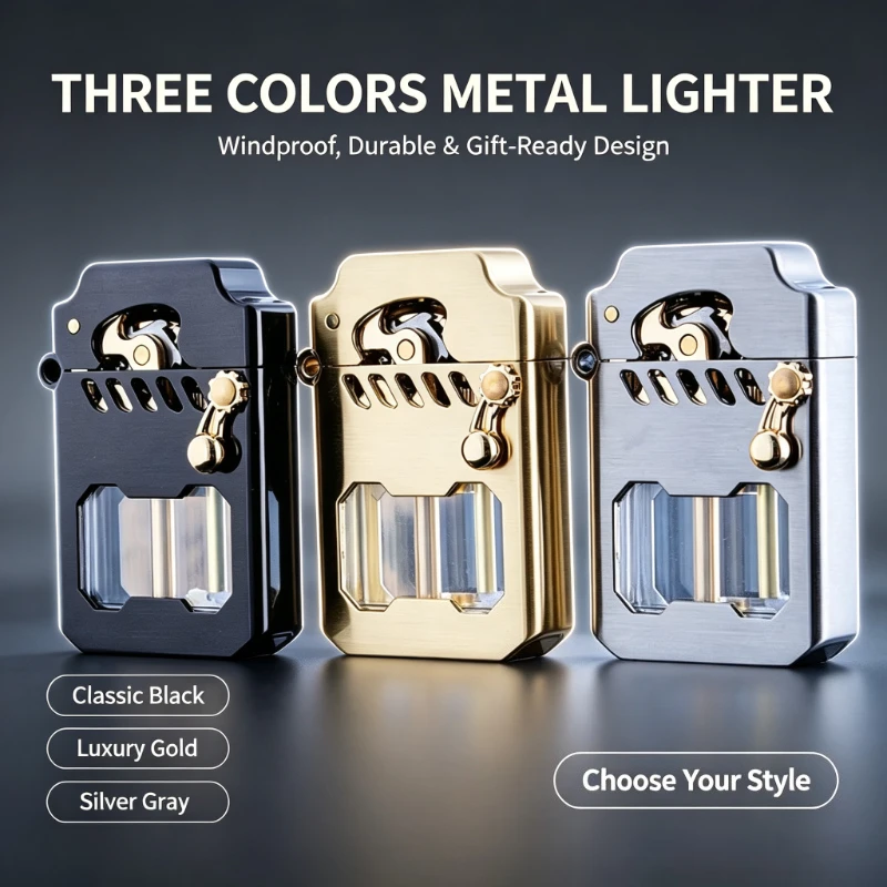 2026 Zorro Fuel Lighter New Creative Metal Windproof Cigarette Lighter Transparent Super Large Capacity High-end Men's Gift