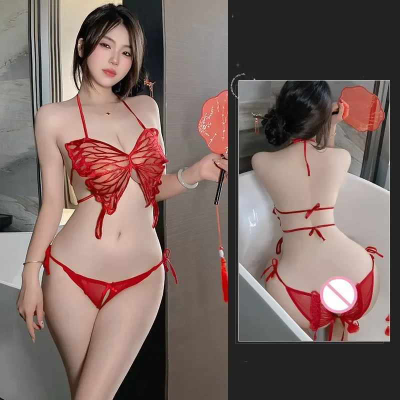 Sexy lingerie Pure Desire Cute Butterfly Strap Mesh Three Point Uniform sexy hot underwear women baby sex goods for 1 all akti