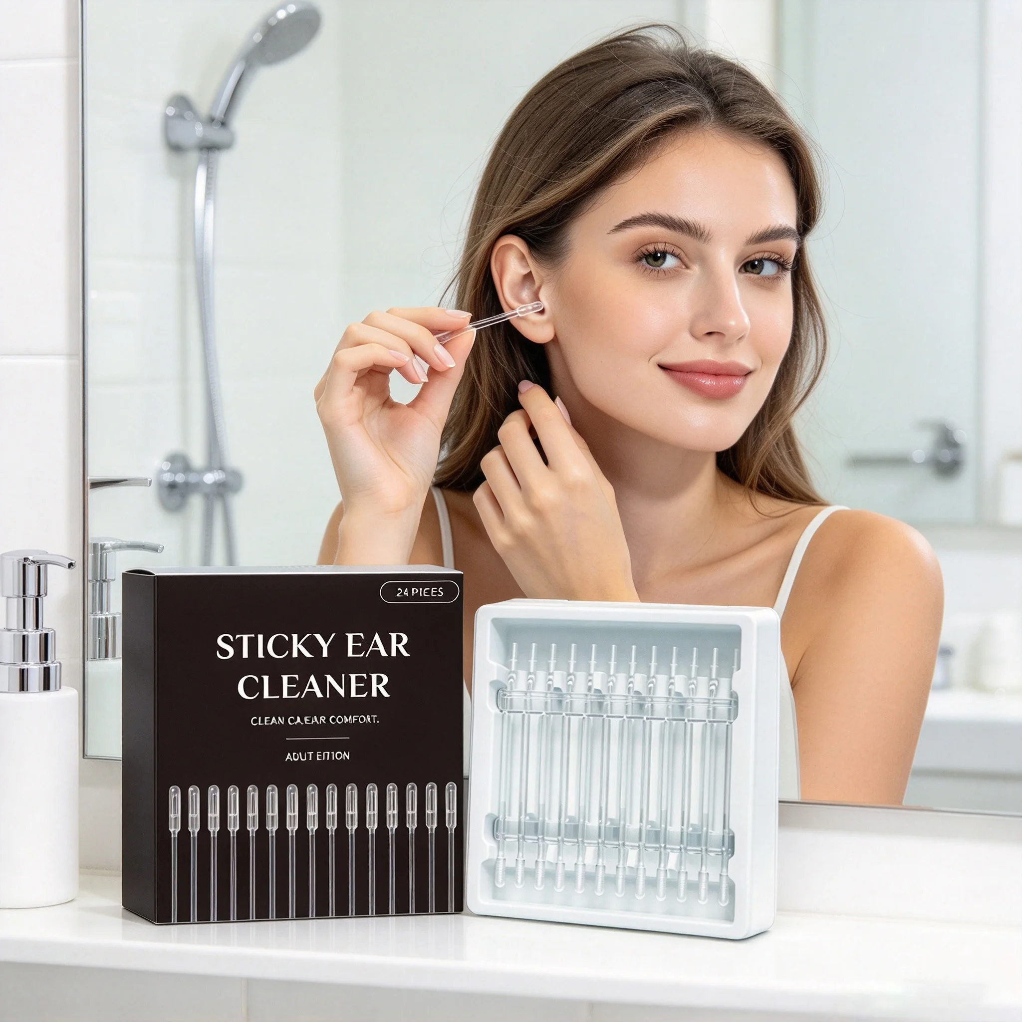 Sticky Ear Cleaning Stick Earwax Debris Remove Tool Disposable Soft Gel Adhesive Ear Wax Personal Care Hygiene Accessories 24PCS