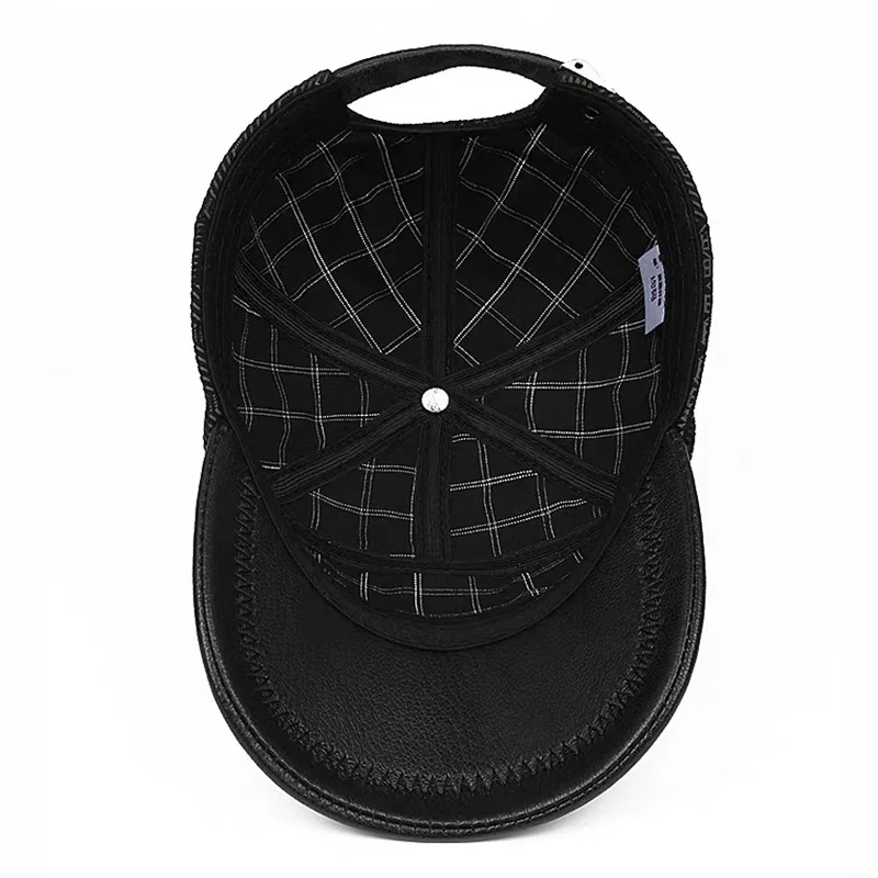 Novo boné de beisebol casual masculino couro genuíno pato tonue chapéus masculino casual soco hóquei golfe couro impresso