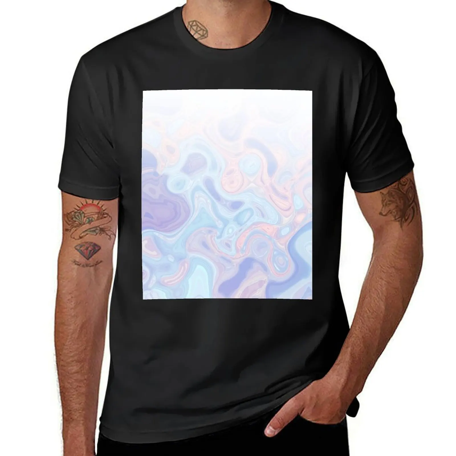 Liquid Pastel Marble Ombre 1. lilac, nude and aqua T-Shirt for a boy plus sizes customs hippie clothes t shirt for men