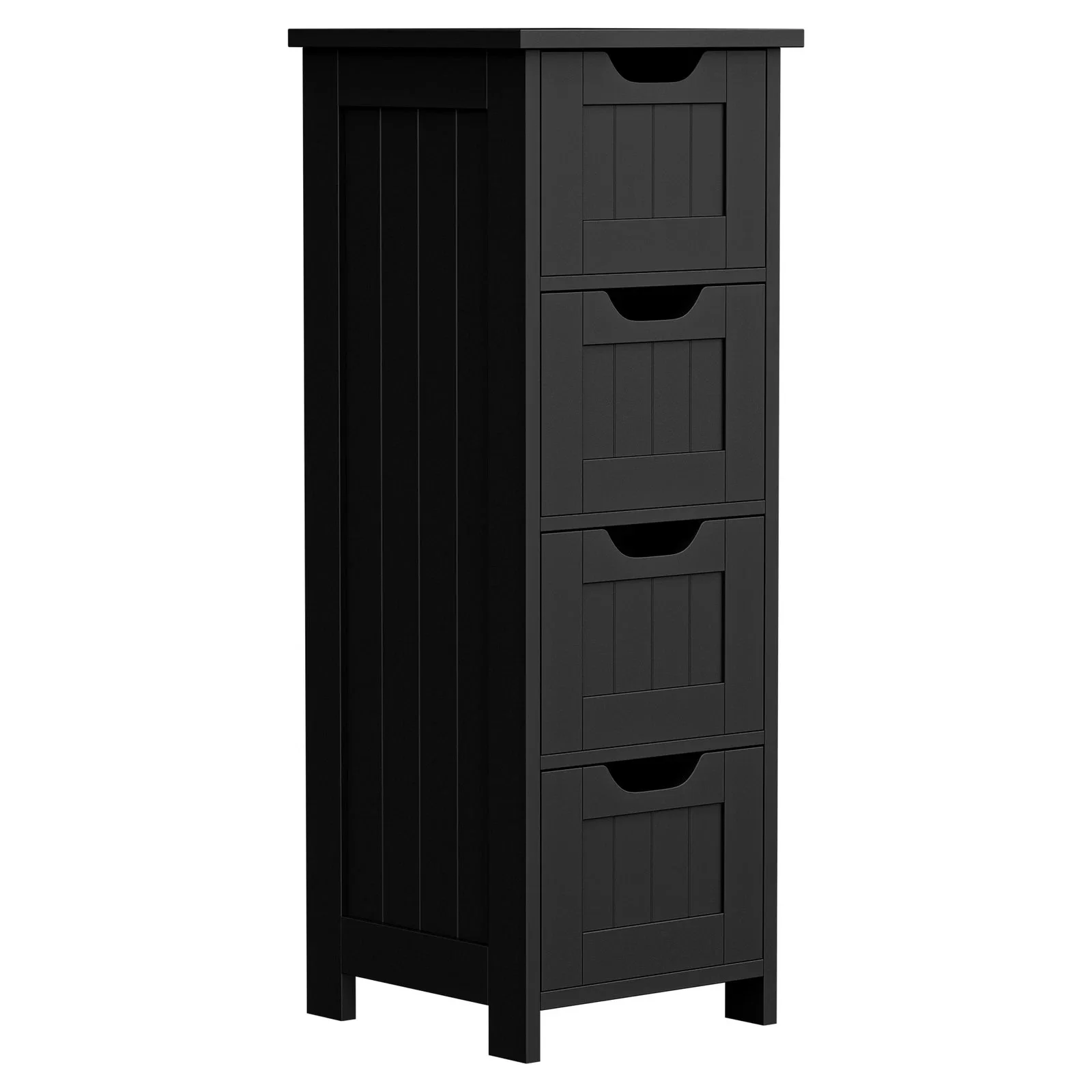 Bathroom Floor Cabinet with 4 Drawers Sturdy Storage Organizer Cabinet Black