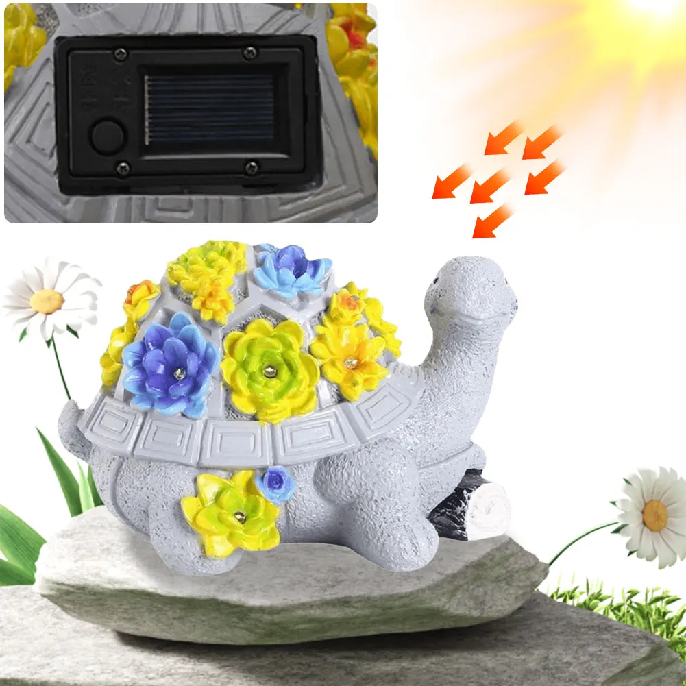 

Solar Turtle Flower Light Turtle Sculpture Garden Light Decorative Turtle Succulent Sculpture Resin for Housewarming Gifts