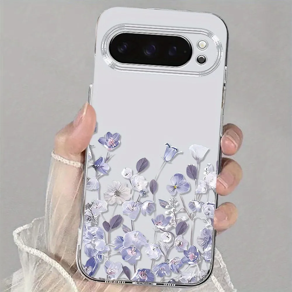 Coque de téléphone Anti-chute avec motif de fleurs, étui souple en Silicone Transparent pour Google Pixel 10 9 8 7 6 Pro XL 9a 8a 7a 6a