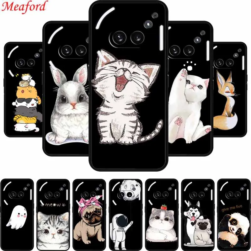 For Nothing Phone 2a Case Phone2a Plus Black Silicone Soft Coque For Nothing Phone 2a Plus Back Cover Case Capas Shell Cartoon