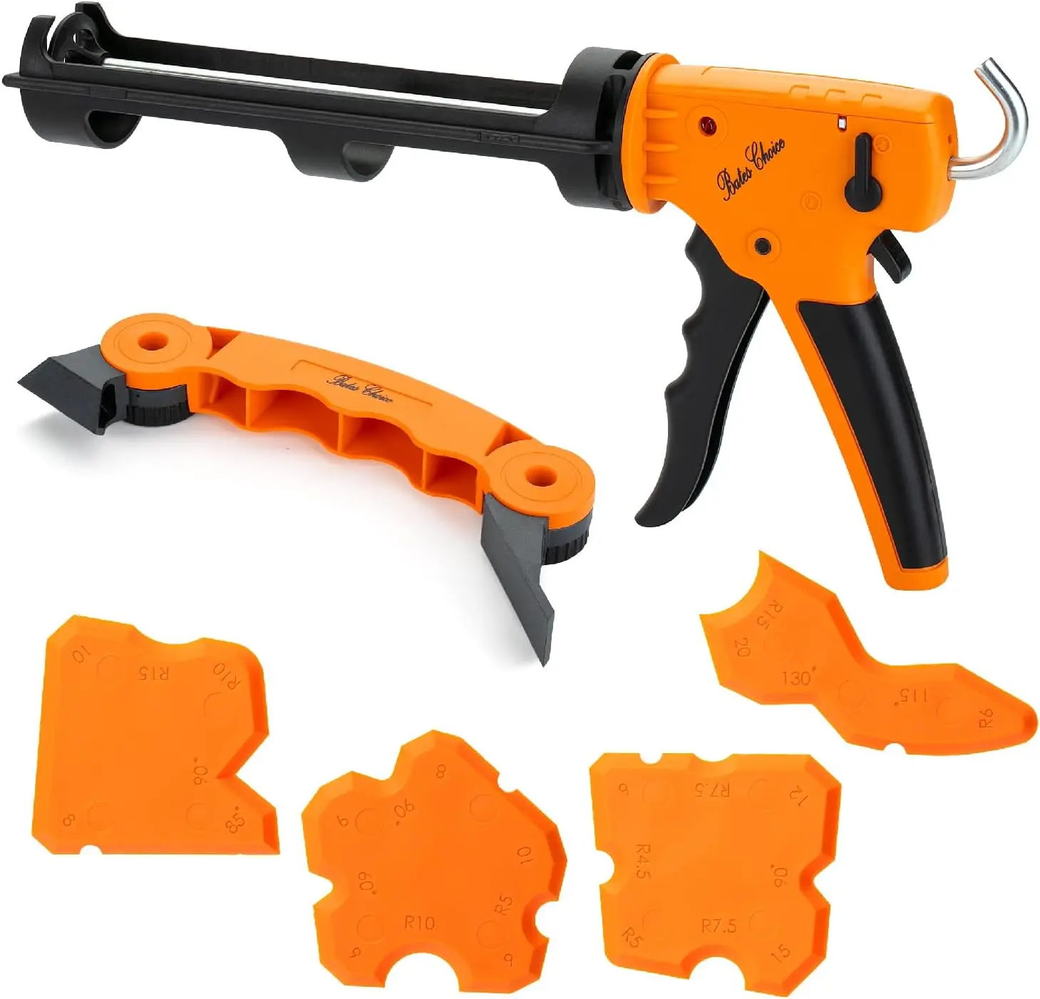 3 in 1 Caulking Gun Kit, 10:1 Thrust Ratio No Drip, Hand Caulk Gun for Silicone & Sealant, Smooth Dispensing, Professional Caulking Tool