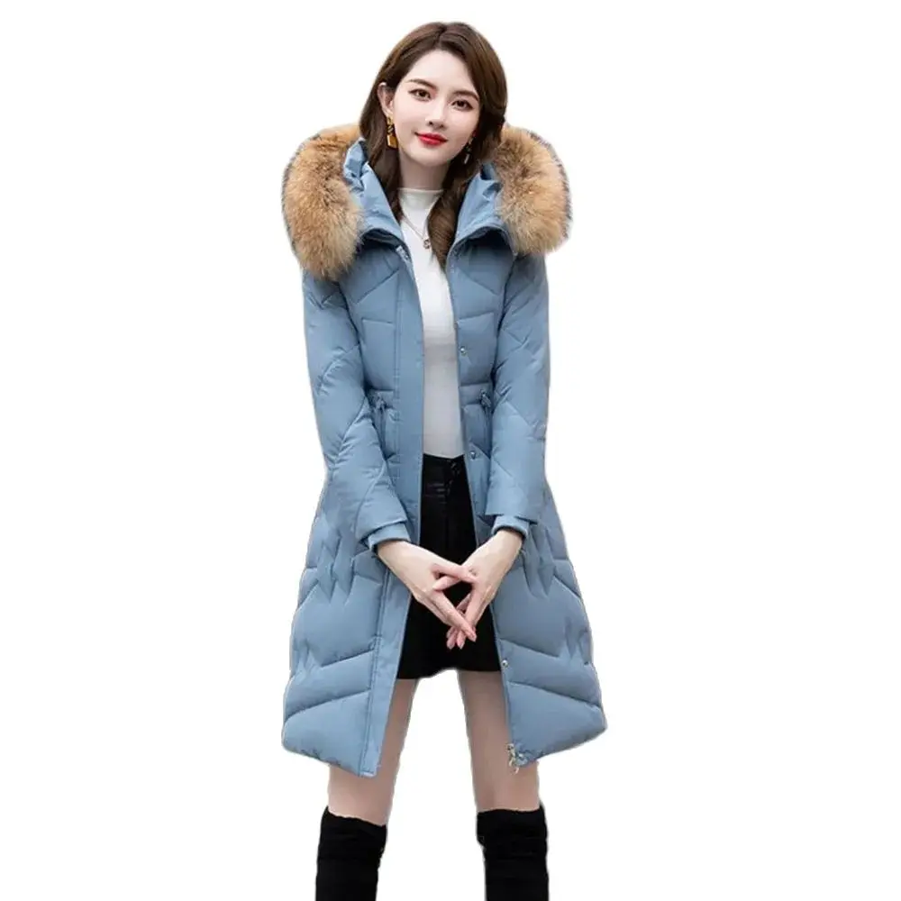 

New Winter White Eiderdown Down Jacket Female Temperament Long High-end Fashion Korean Version Of Slim Warm Coat Female.