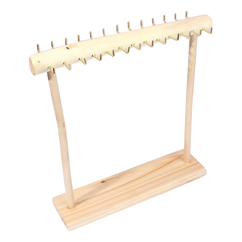 Colar Vintage de madeira maciça Display Stand, Jóias Armazenamento Rack, Brinco e Pingente, 38cm, 26 Gancho