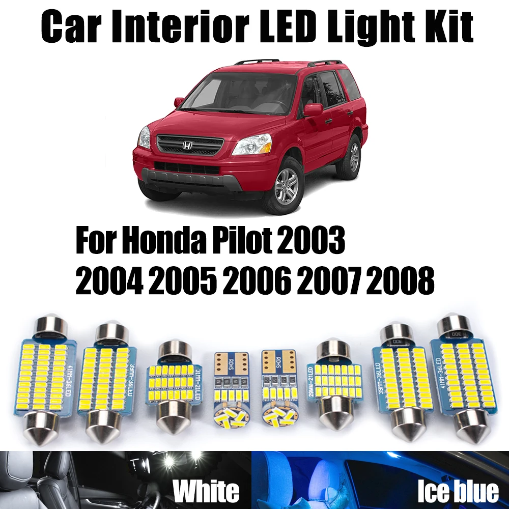 

19 шт. аксессуары Canbus, светодиодные внутренние купольные лампы для чтения багажника, комплект для Honda Pilot 2003 2004 2005 2006 2007 2008, автомобильные лампы