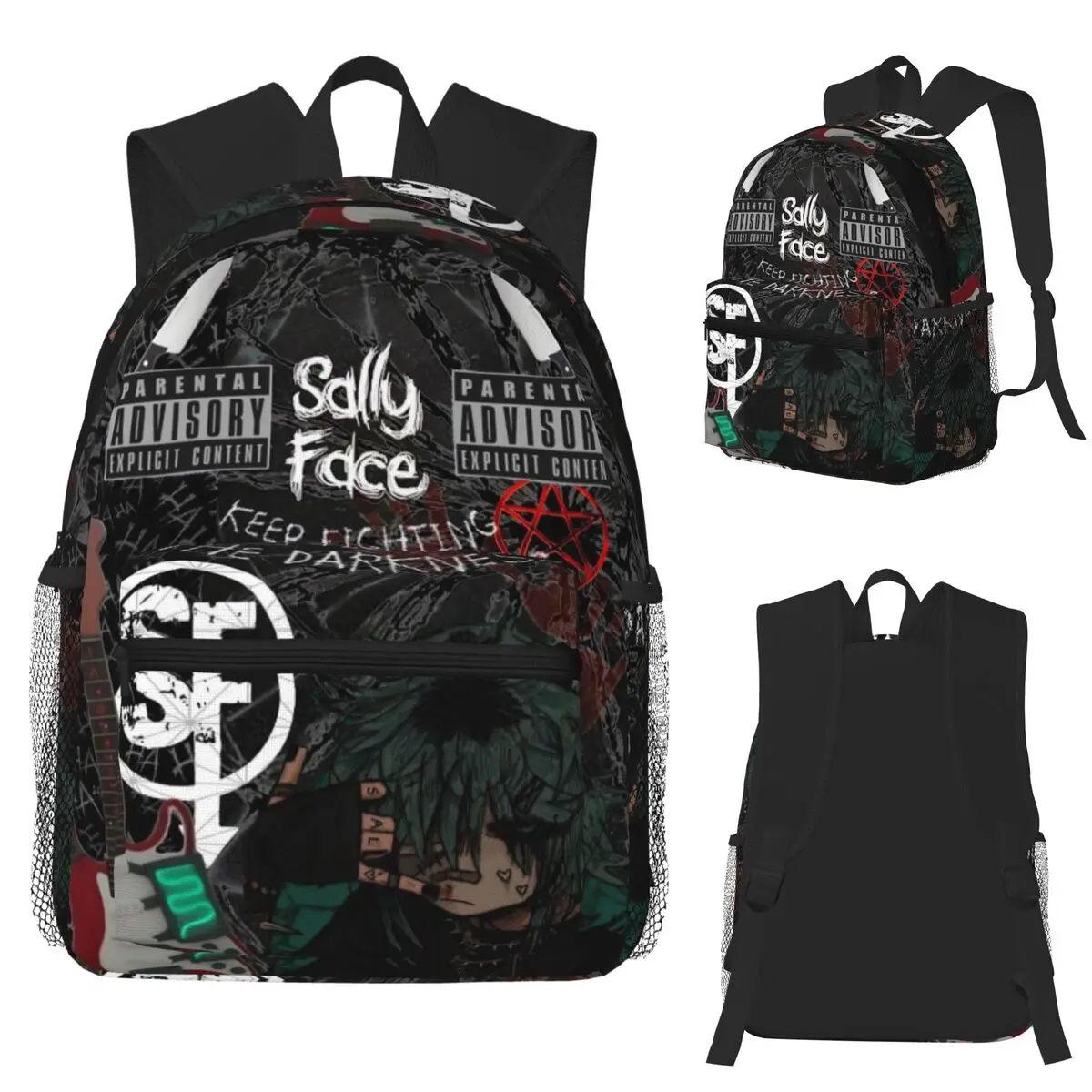 

Sally Face Game Anime SF Horror Sal Fisher Student Backpack School Bag Hiking Travel Daypack for Boys Girls Bookbag Shoulder Bag