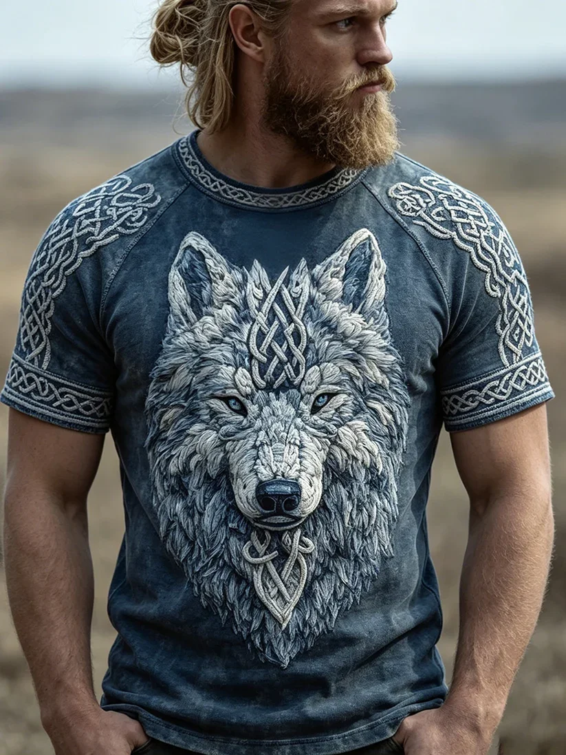 2027 Summer Men's Football Training Shirt in Retro Viking Style 3D Print - Breathable, Quick-Drying T-Shirt for Family Use