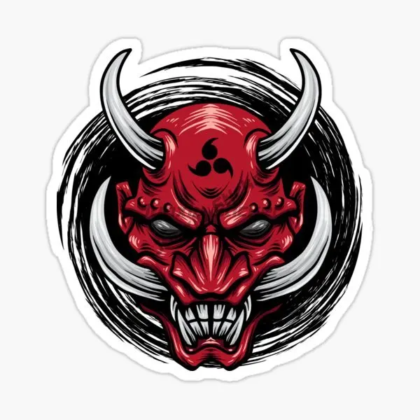 Red Sun Demon Samurai Sticker for Covered Scratch Decorate Motorcycle Car Bumper Wall Bicycle Fridge Helmet Customizable Picture