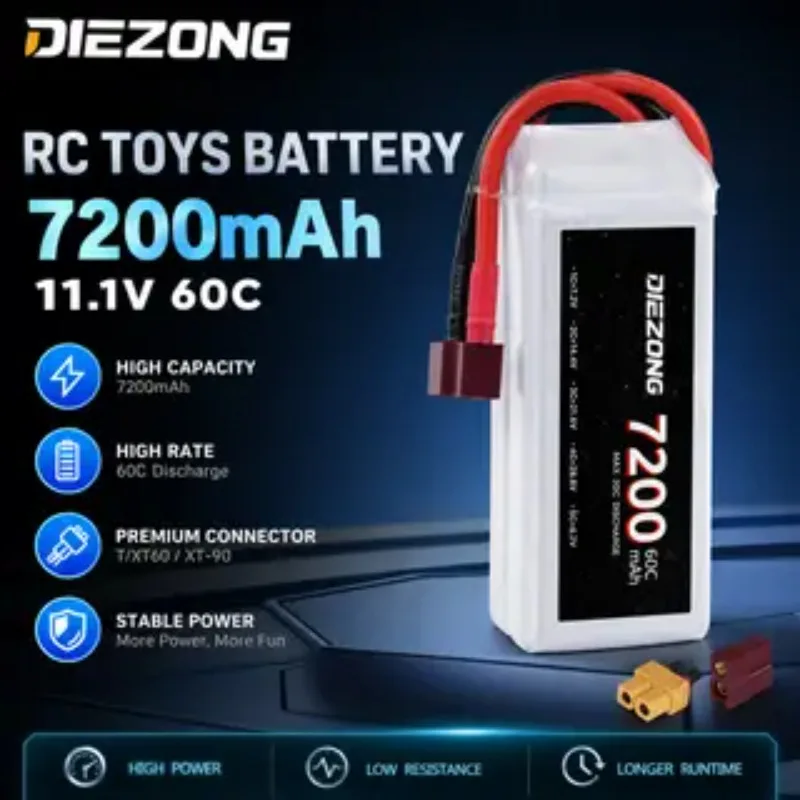 

7200mAh 3S 11.1V 60C Remote Control Helicopter RC Model Plant Protection Drone FPV Lithium Battery T/XT60/XT-90 connector