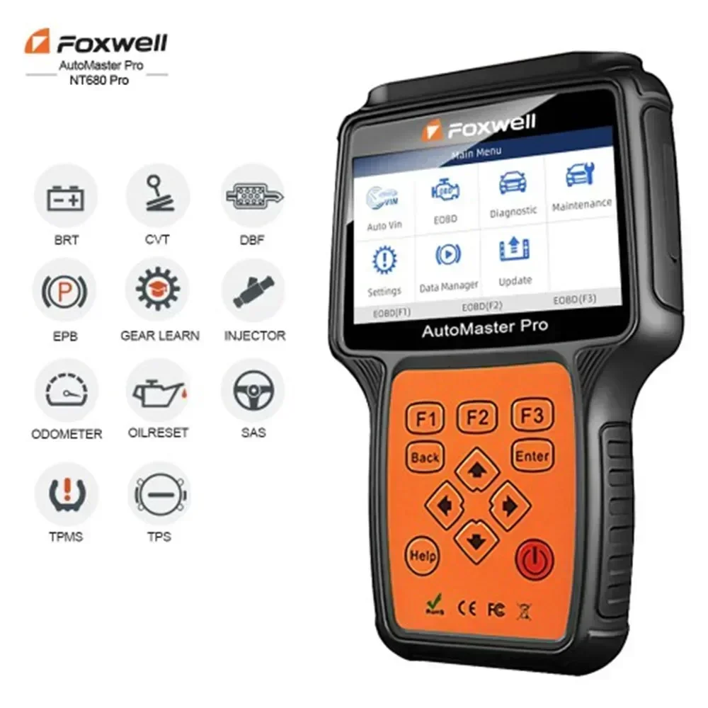 Foxwell NT680 Pro 모든 시스템 진단 스캐너, 오일 라이트, 서비스 리셋, EPB 기능, Foxwell NT650 Elite 업데이트