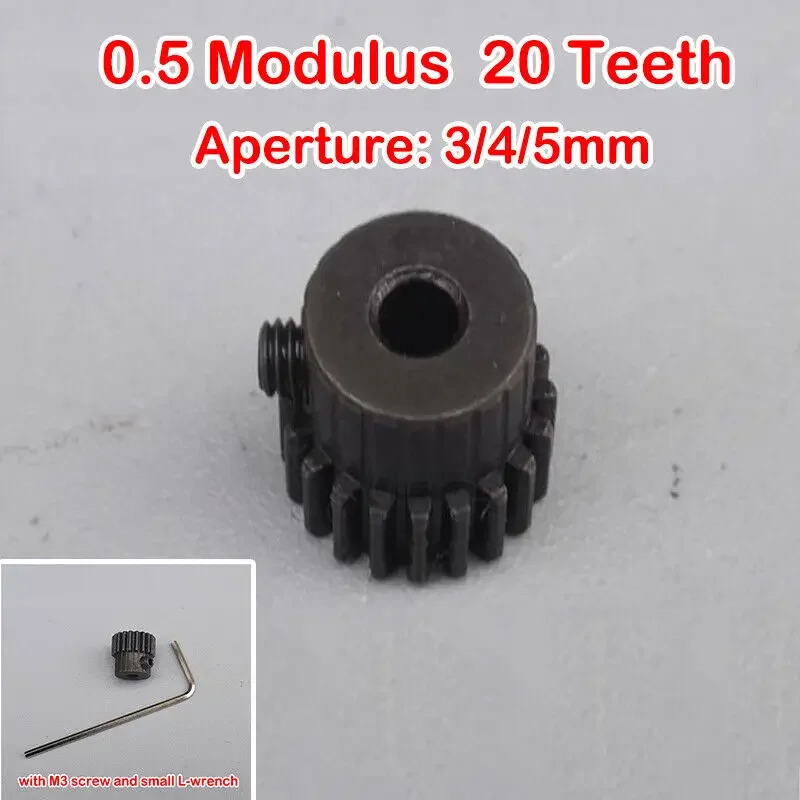 0.5 Modulus 3.175mm 20T Alloy Steel 3mm 4mm 5mm Apearture 20 Teeth Motor Gear Metal Gear for DC Spindle Motor Shaft 775 Motors