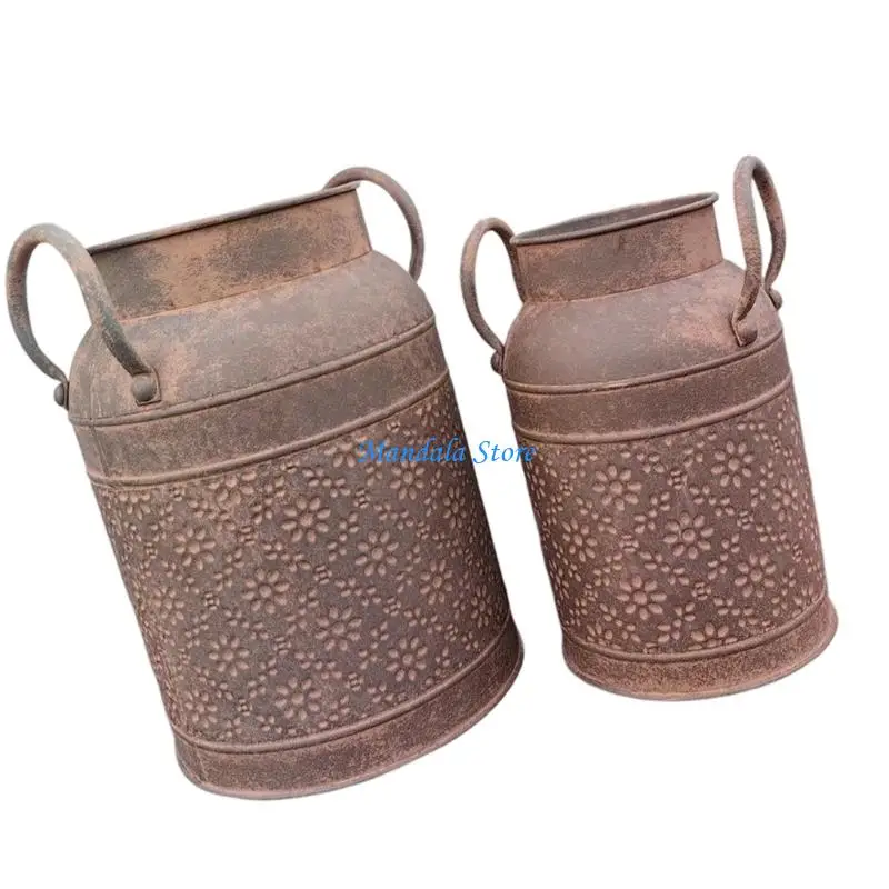 U2JC Metal Vases,Decorative Jugs Vases with Handle,Rustics Flower Vases for Home Garden Decors,Small Tin Vases for Wedding