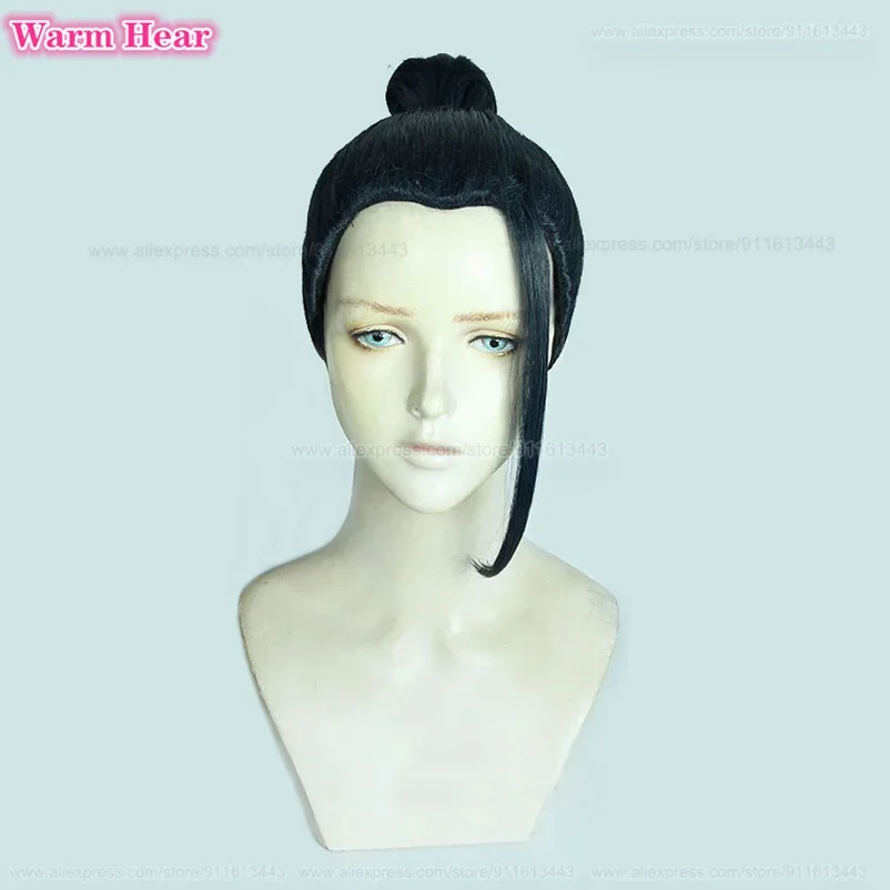 2 Styles Geto Suguru Synthetic 30cm/60cm Black Tie Hair Cosplay Anime Wigs Heat Resistant Hair Halloween Party Wigs + A Wig Cap