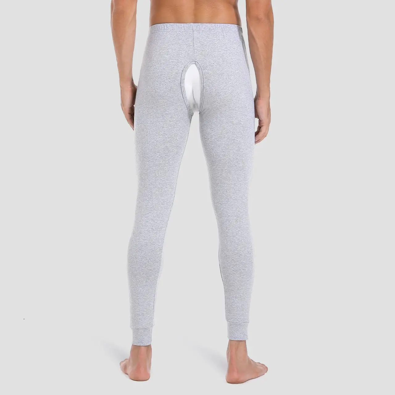 Pantimedias de algodón con entrepierna abierta para hombre, pantalones cálidos, Sexy, talla grande, para el hogar, Otoño e Invierno