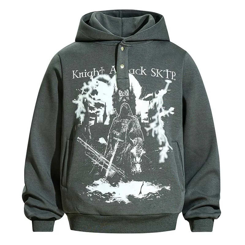 

Винтажная толстовка с принтом в стиле хип-хоп Harakuju Hi Street, свободный пуловер с капюшоном для мужчин, весна-осень