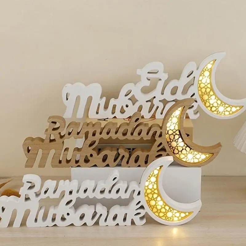 Eid Eid Mubarak Decoration Hollow Letter เครื่องประดับ Ramadans เครื่องประดับสำหรับตารางที่บ้าน