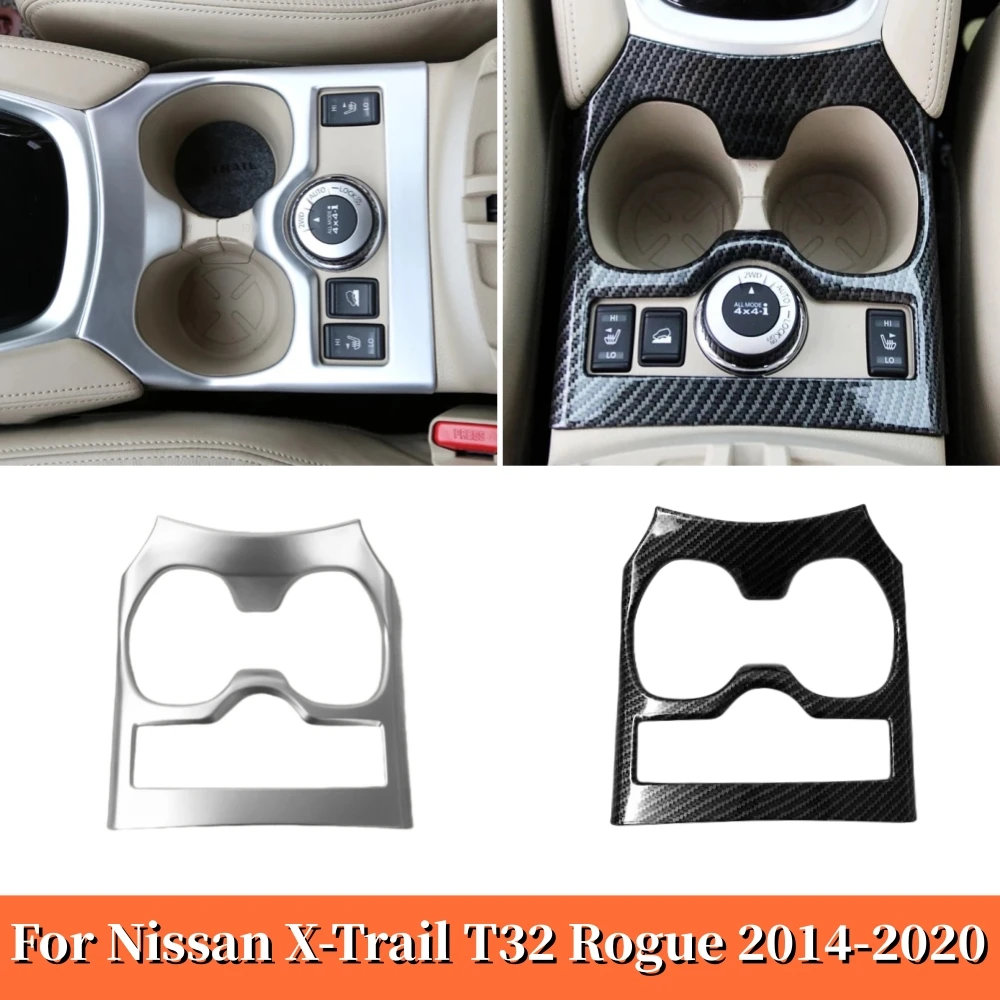 

For Nissan X-Trail XTrail T32 Rogue 2014-2020 Car Accessories Car Front Water Cup Holder Gear shift frame panel Cover ABS Matte