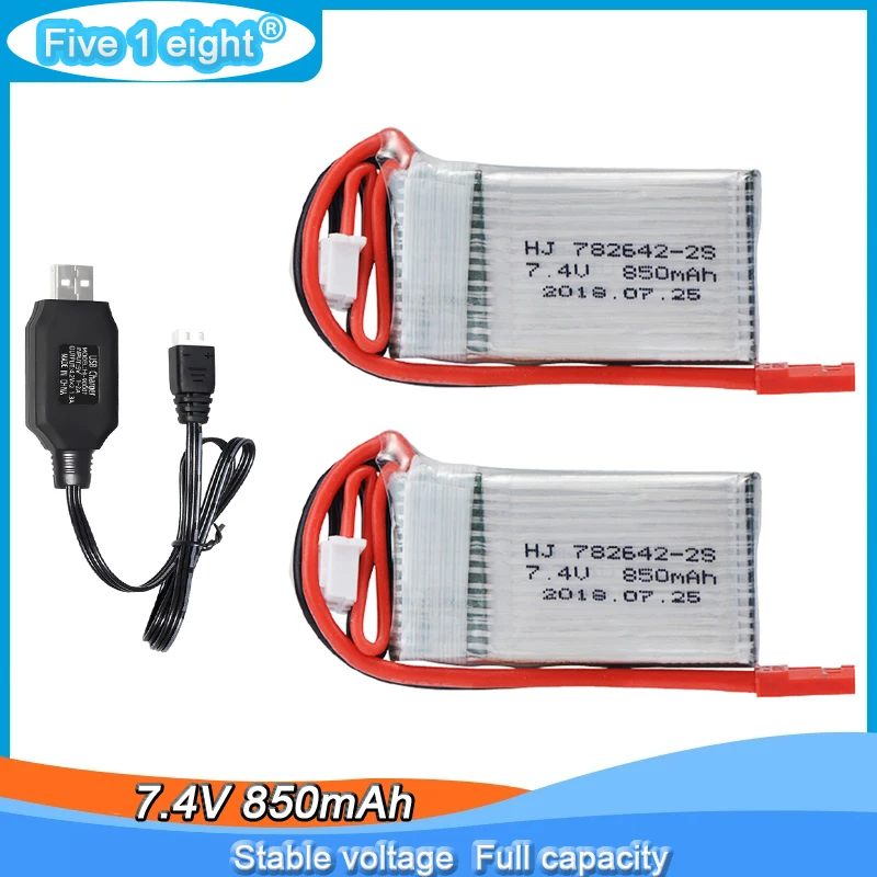 7,4 v 850mah 782642 2s 20C Lipo батарея для WLtoys V912 V262 V353 BQ202 RC Дрон Квадрокоптер вертолет запасные части