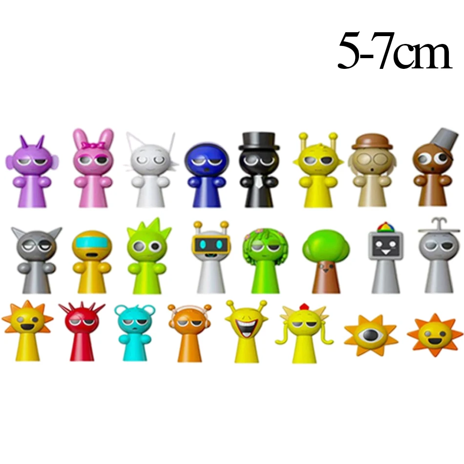 24pcs Anime Sprunki Blind box Figure mysterious Statue PVC model Doll desktop Decorative Decoration Toy  birthday Gift