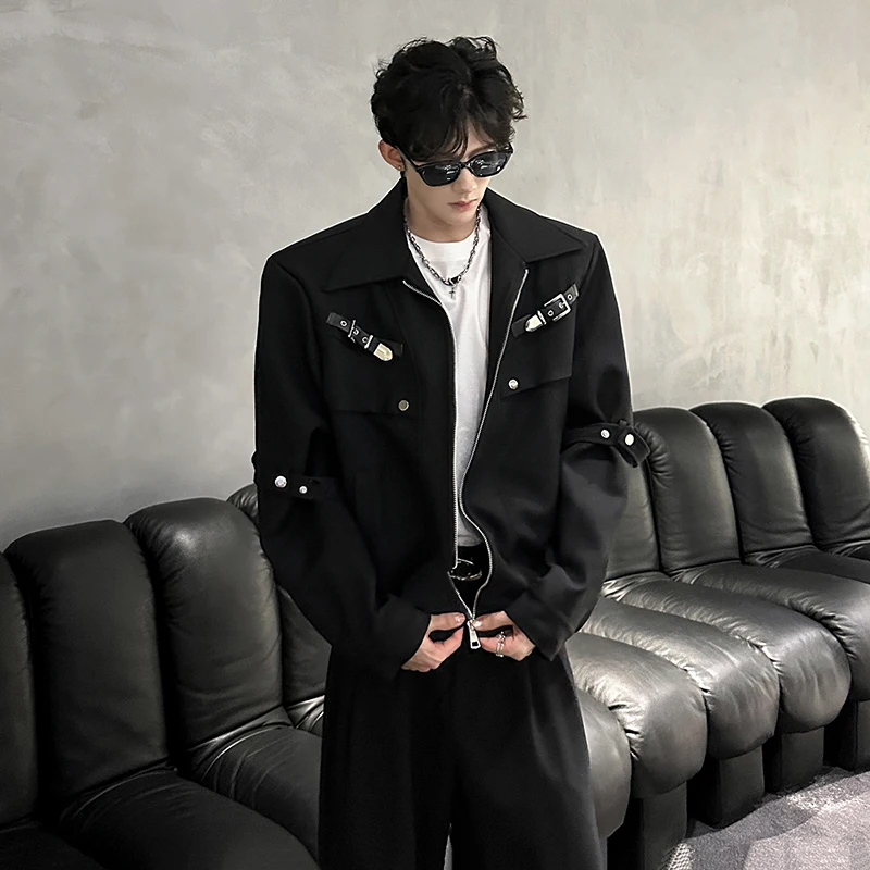 

Мужская модная брендовая куртка American Sle Cleanfit в рабочем стиле, свободного кроя, с поясом, синим декором и короткими подплечниками