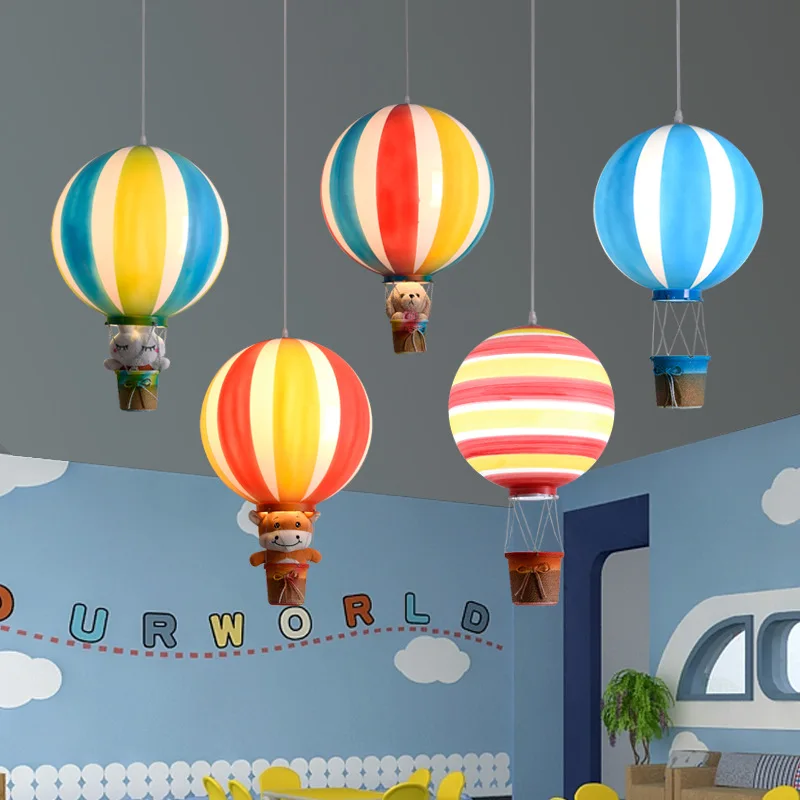 Nordic Hot Air Balloon Pendant Lamp Modern Restaurant Amusement Park Decoration Chandelier Color Children Kindergarten Luster