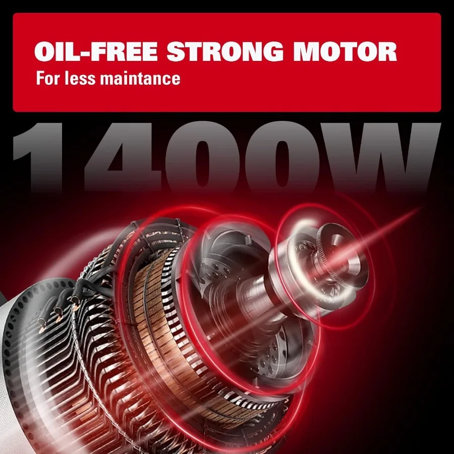 ضاغط هواء محمول 6 جالون 150 رطل لكل بوصة مربعة خزان فطيرة خالية من الزيت مع 10 قطعة مجموعة ملحقات لمشاريع DIY تضخيم آلام الإطارات