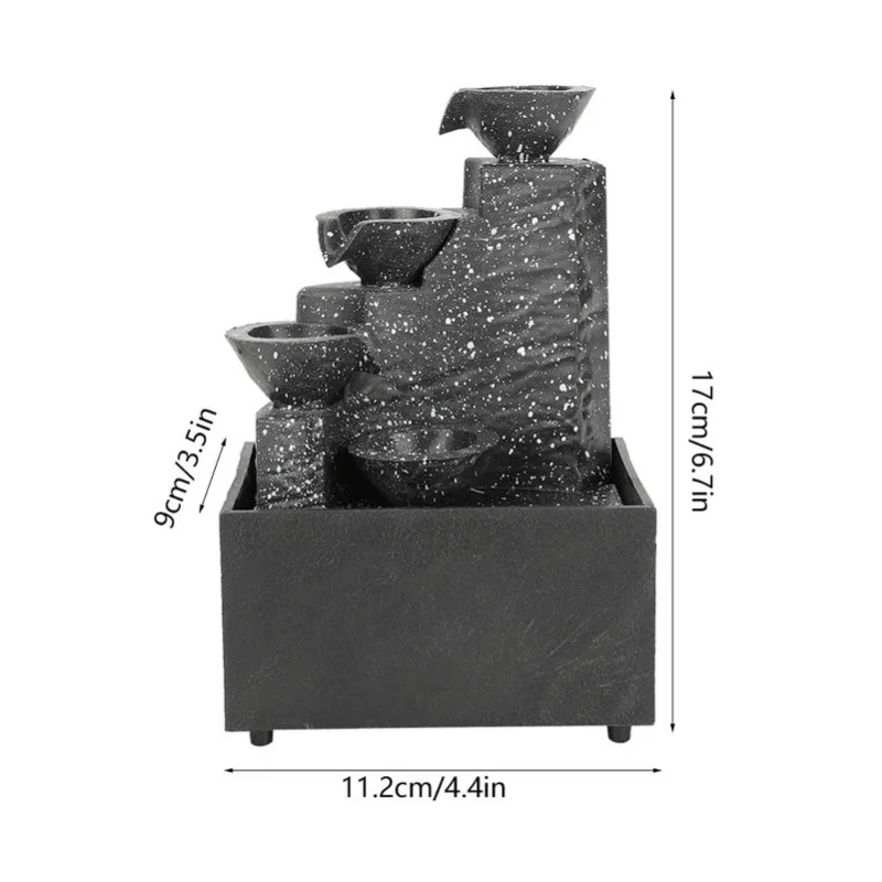 Ornamen Air Mancur USB Desktop untuk Dekorasi Meja Rumah atau Kantor Dalam Ruangan