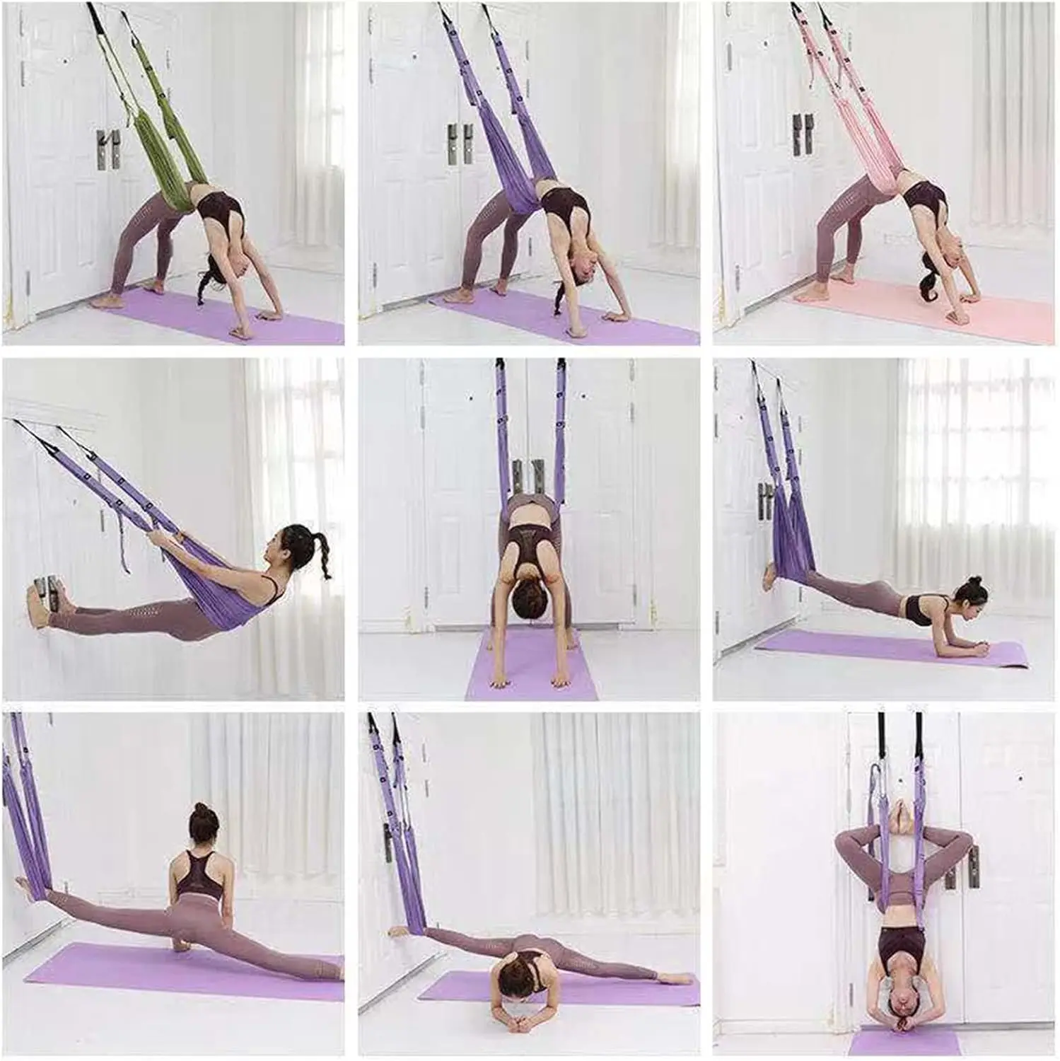 Yoga-Dehngurt für Aerial Pilates und Fitness-Training, Hängematte-Dehnungstrainer mit Türanker, Gymnastikgürtel für den Heimgebrauch – Detail 9