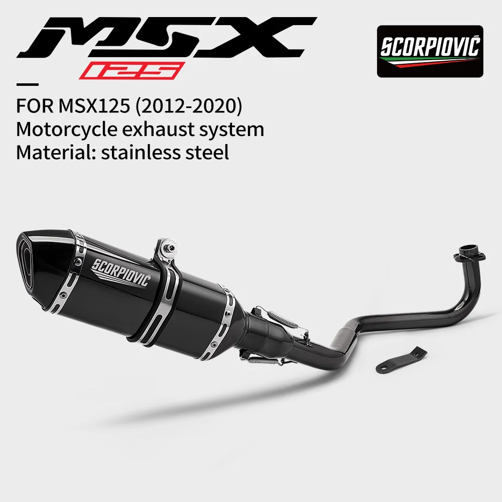 

Motorcycle Full System Exhaust Muffler Middle Pipe Slip On For M3 GROM MSX 125 MSX125 2012 To 2020 Exhaust