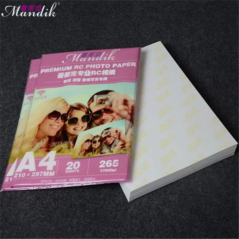 قسط 260gsm A4 RC ورق طباعة الصور المقاوم للماء بريق لامع ماتي نسج النهاية للطابعات النافثة للحبر كانون