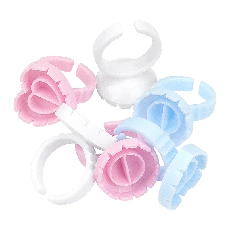 100p Eyelash Extension Glue Ring Holder Glue Rings Eyelashes Extension Finger Holder Cup Tattoo Pigment Container