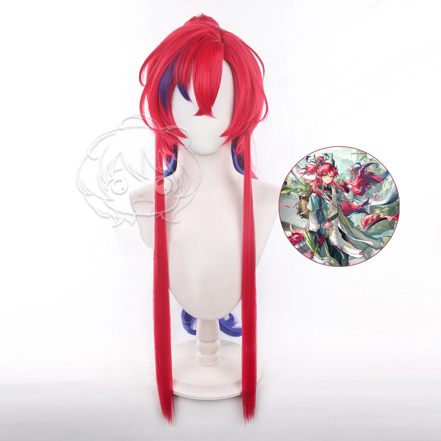 

Arknights Yu Cosplay Wig 75cm Long Red Blue Mixed Hair Halloween Carnival Party Heat Resistant Synthetic Wigs Adult Anime Props