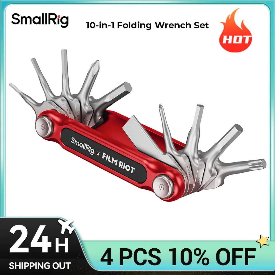 SmallRig X Film RIOT 10-in-1 Folding Tool Set With Screwdrivers And Hex Key Wrenches, Multiple Angle Positioning, Portable And Compact Design (Red) - 4813