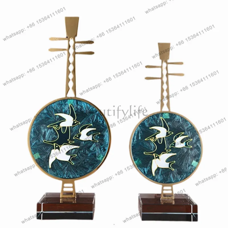Ornament New Chinese high-end enamel color guzheng living room side TV cabinet home decoration