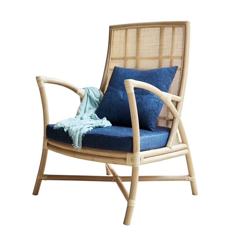 

Japanese-style rattan back sofa chair, homestay hotel leisure single rattan chair, balcony three-piece backrest armrest