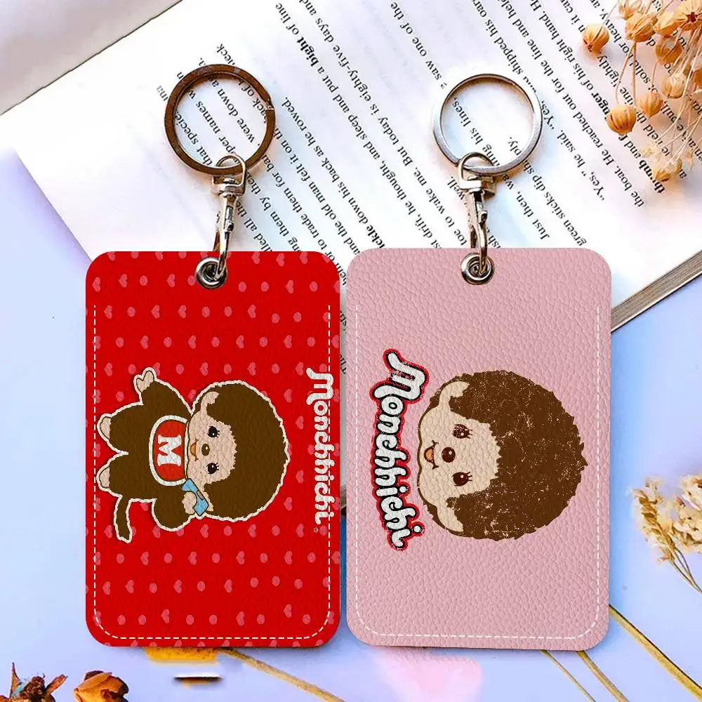 

Аниме M-Monchhichi 1 шт., держатель для карт из искусственной кожи, брелок для ключей, дверной замок, бирки доступа, чехол для удостоверения личности, брелок для карт
