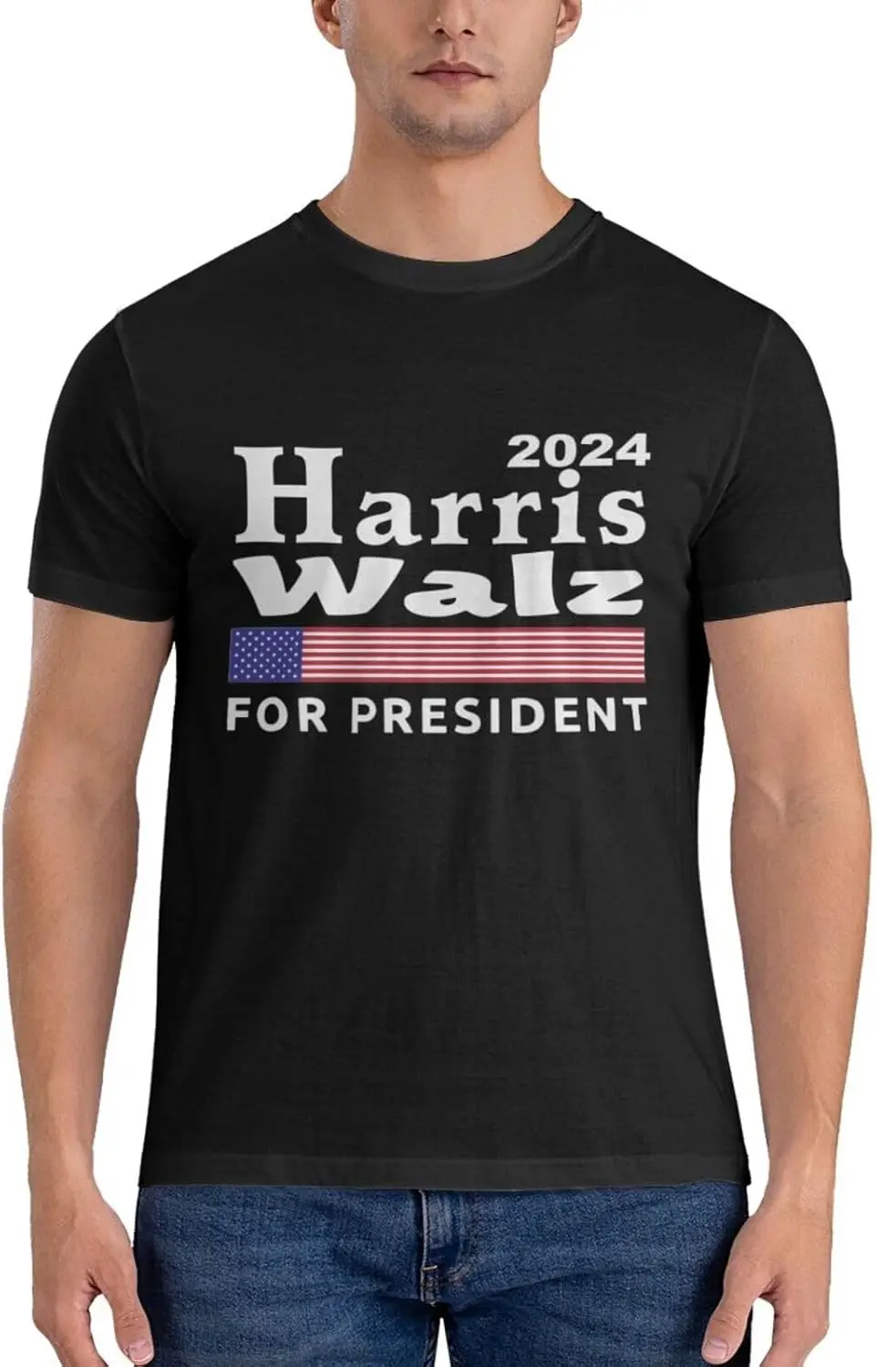 

Kamala Harris Waltz Walz for President 2024 Election Campaign Men's T-Shirt Classic Short Sleeve Tees Cotton Shirt