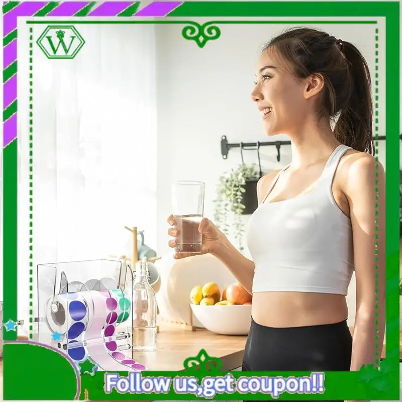 Reliable-Adjustable Label Dispenser Acrylic Sticker Roll Dispenser Sticker Roll Holder Clear Label Holders Sticker Holder 4 Disk