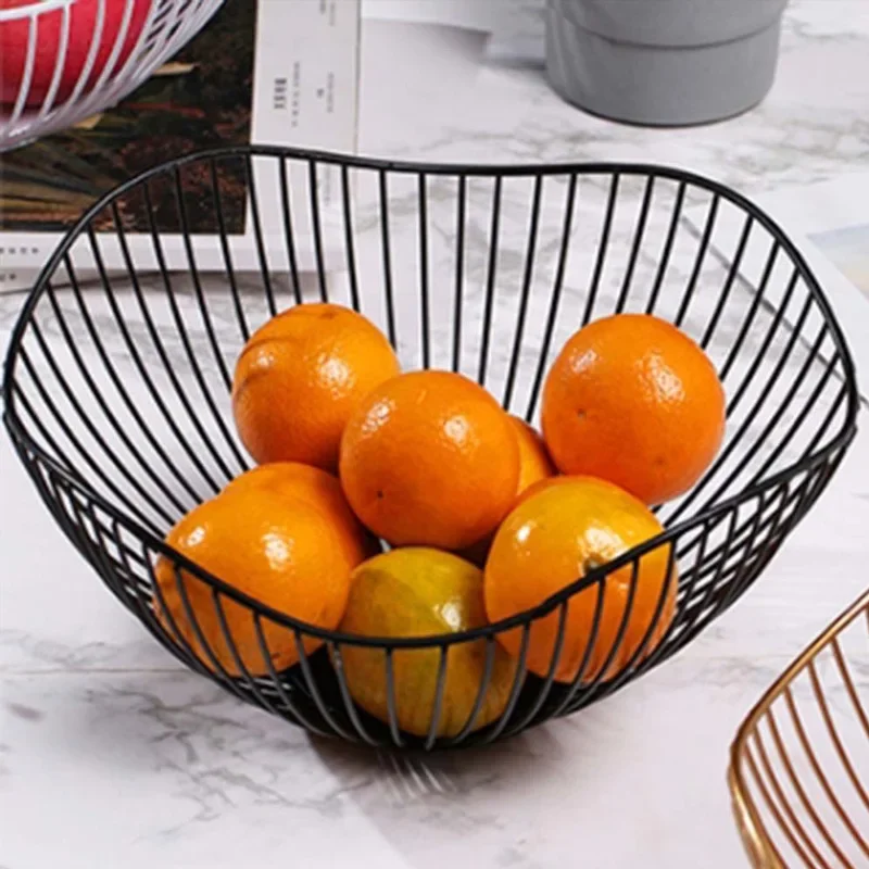 Metal Fruit Basket Simple Washing Basin Multi-Size Iron Snack Bread Vegetable Storage Bowls Kitchen Egg Dessert Holder Organizer