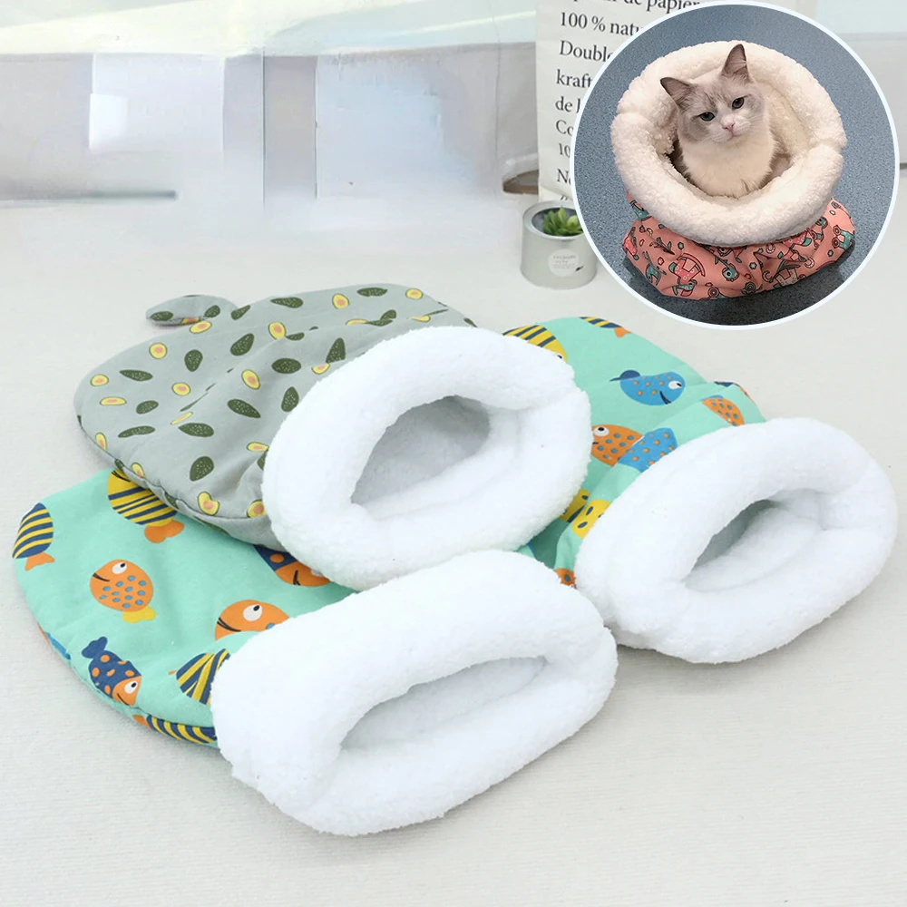 

Cat Sleeping Bag Soft Cuddly Fluffy Feel Thickened Pet Pocket Type Quilt Bed Kitten Puppy Soft Comfortable Nest Pet Supplies