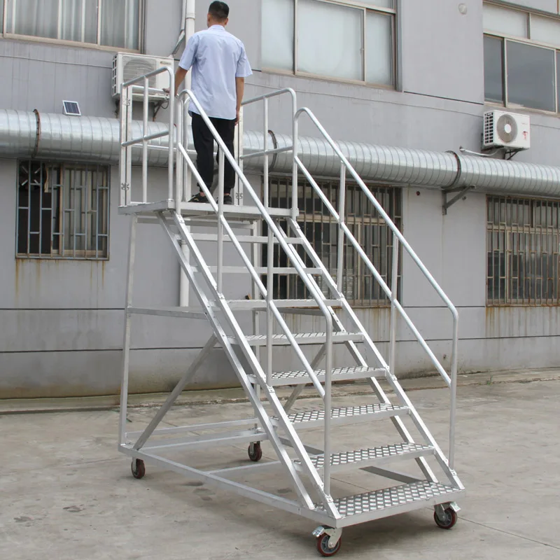 1 aluminum alloy mobile platform ladder loading and unloading warehouse ladder climbing supermarket tally platform ladder engine