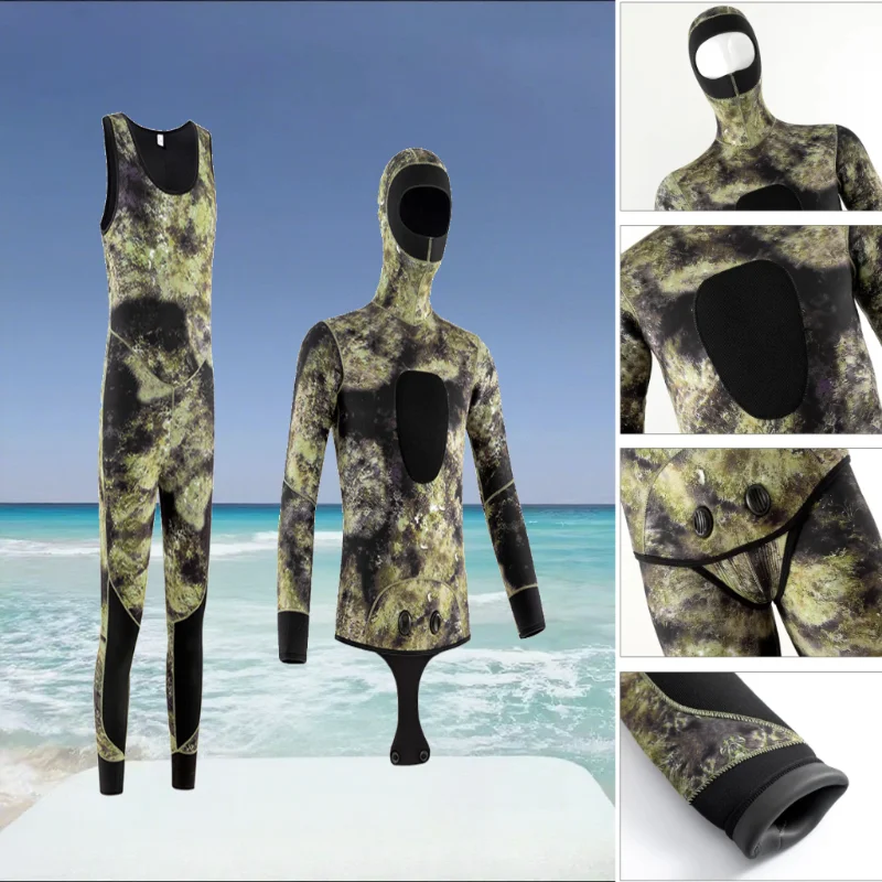

Adult Full Body 3/5mm Neoprene Wetsuit Camouflage Thermal Warm for Spearfishing Fishing, Diving & All Water Sports