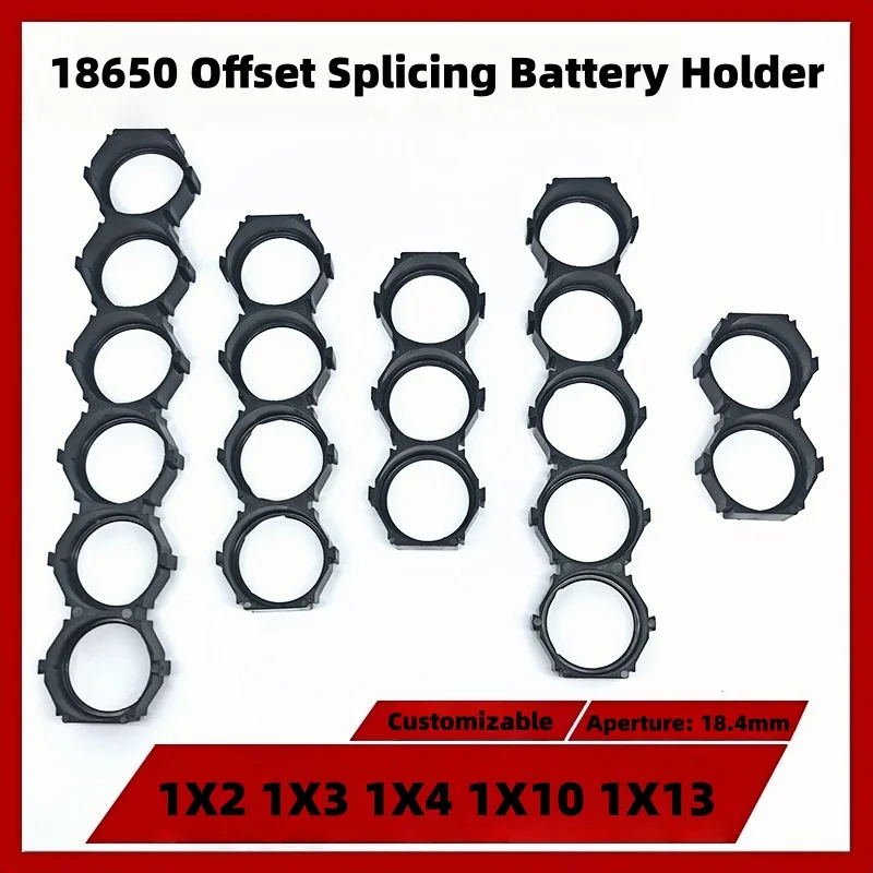 18650 Flat Head Dislocation Splicable Bracket, Compact Battery Holder with Cooling Structure for DIY Module Battery Pack